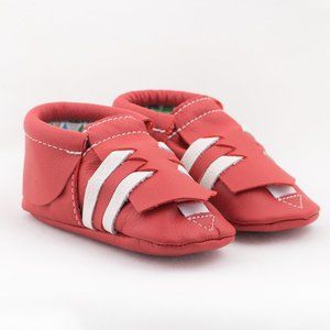 Red adjustable moccasins